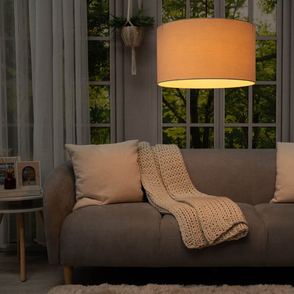 ValueLights Reni Grey Ceiling Drum Lamp Shade Large Image 4