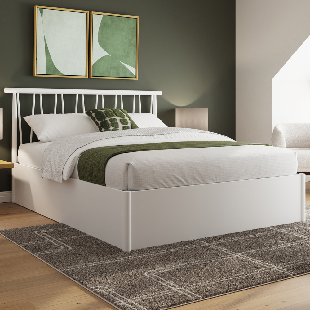 GFW Fusum King Size White Spindle Wooden Ottoman Bed Image 1