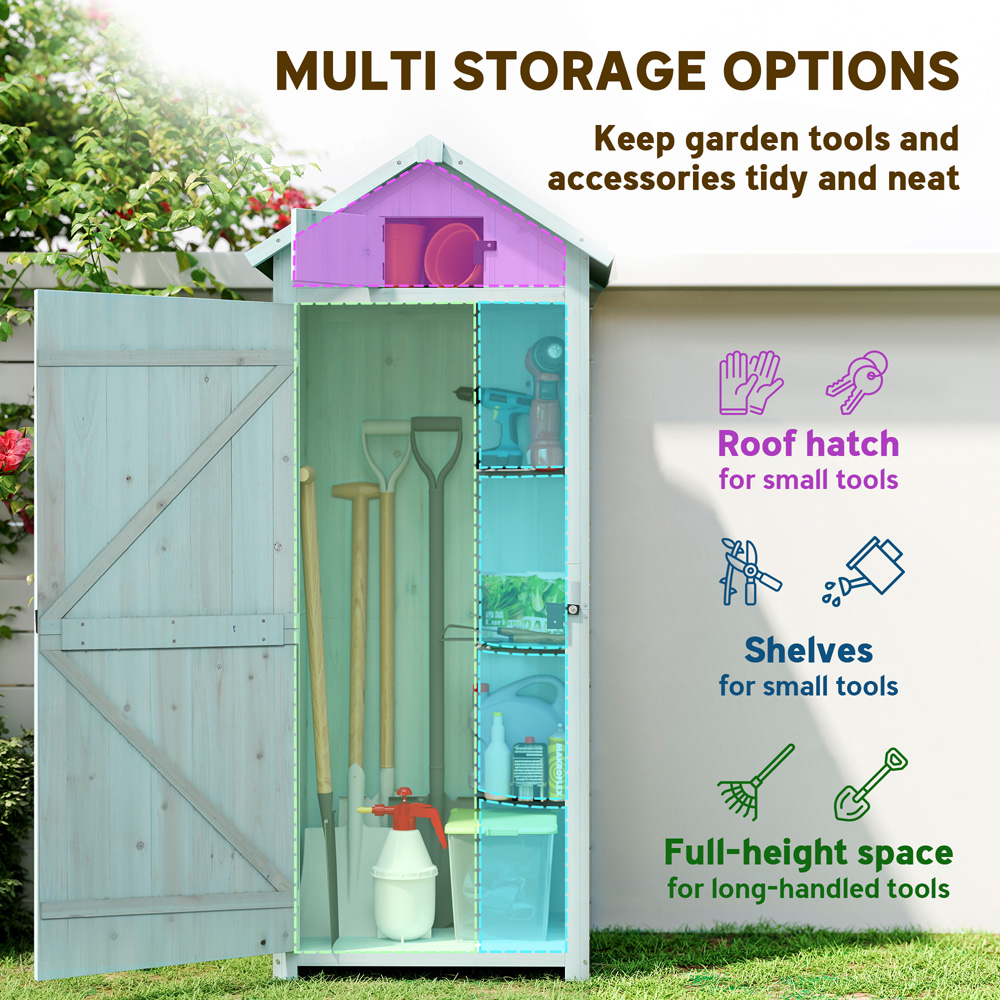 Outsunny 2.5 x 1.8ft Blue Wooden Garden Tool House Shed Image 3