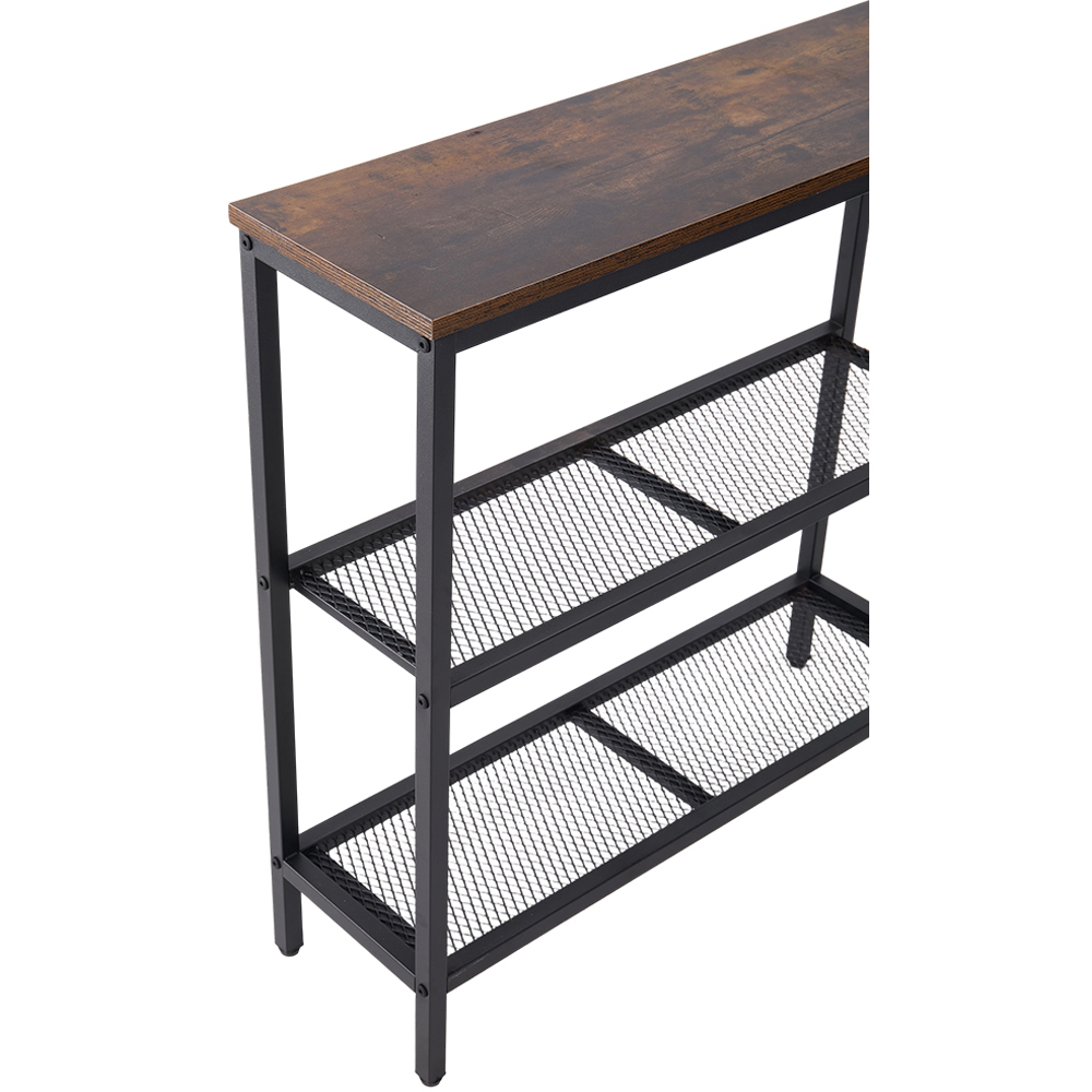 Living and Home 2 Shelf Brown Wood Grain Metal Frame Console Table Image 4