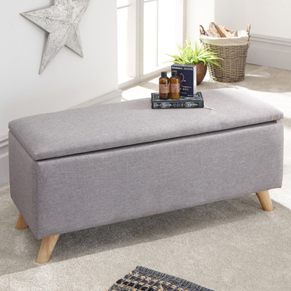 GFW Secreto Grey Ottoman Storage Bench Image 1