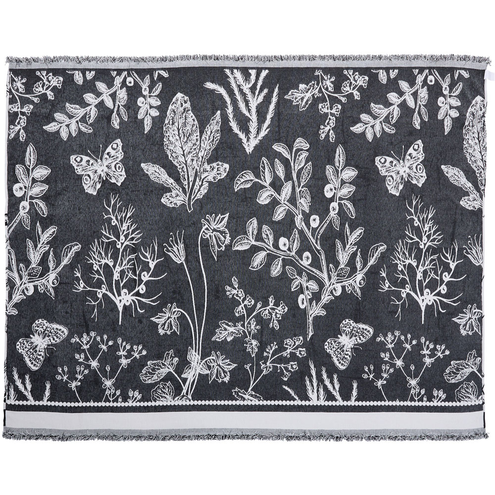 Living and Home 2 Seater White and Black Butterfly Chenille Sofa Cover Image 4
