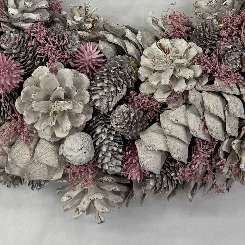 Neo Luxury XL Frosted Pink Flowers Christmas Door Wreath 50cm Image 3