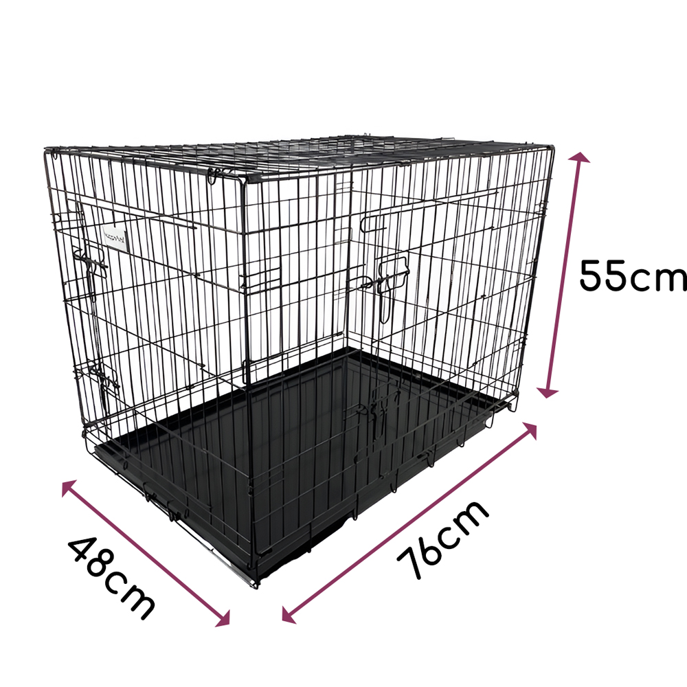 HugglePets Medium Black Dog Cage with Metal Tray 76cm Image 5