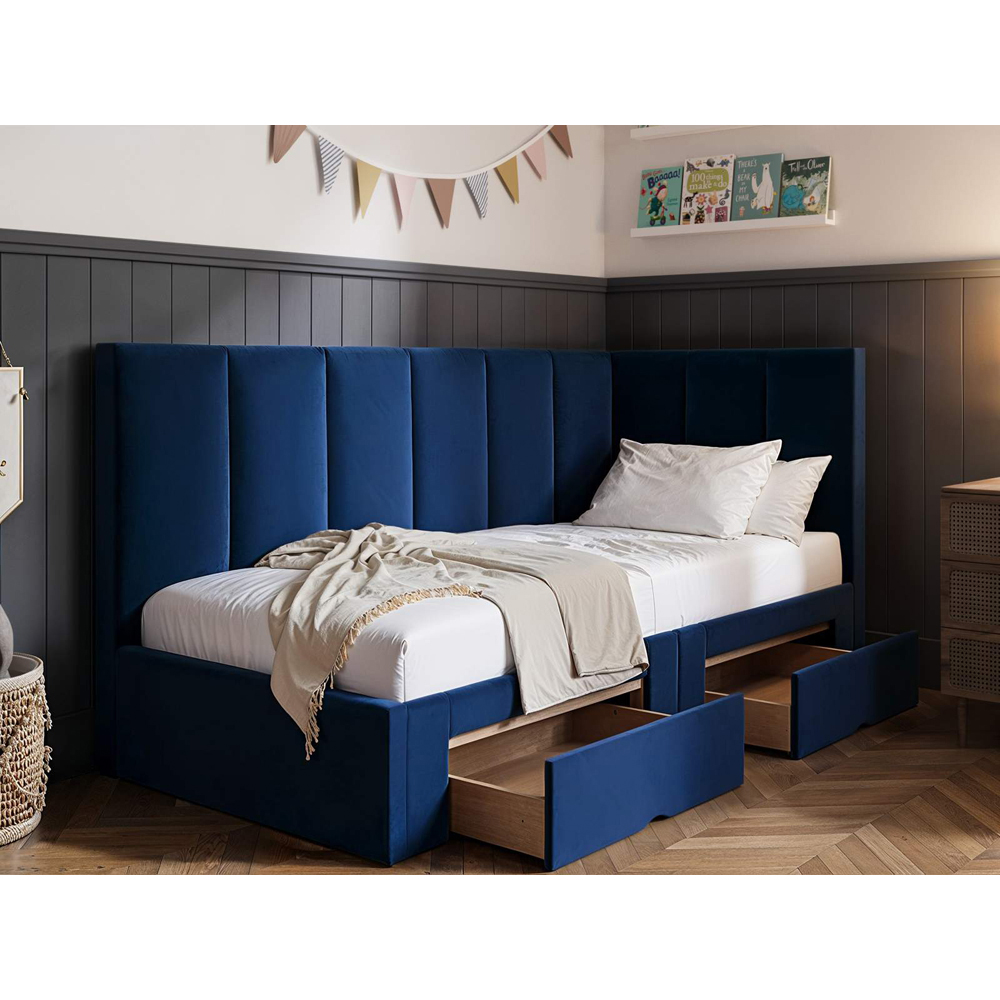 Flair Harley 2 Drawers Navy Velvet Bed Frame Image 5