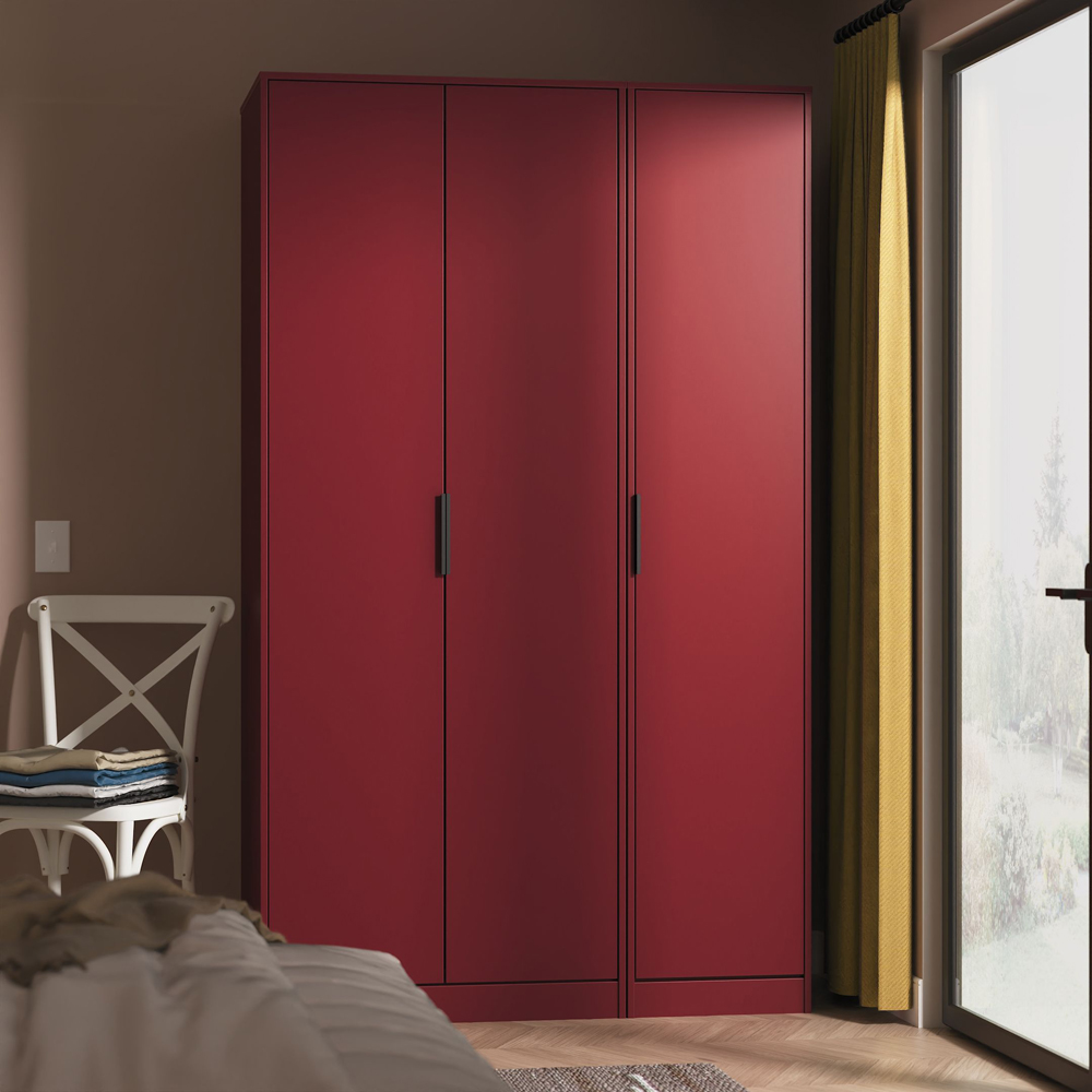 Crowndale Hong Kong 3 Door Red Matt Tall Wardrobe Ready Assembled Image 9