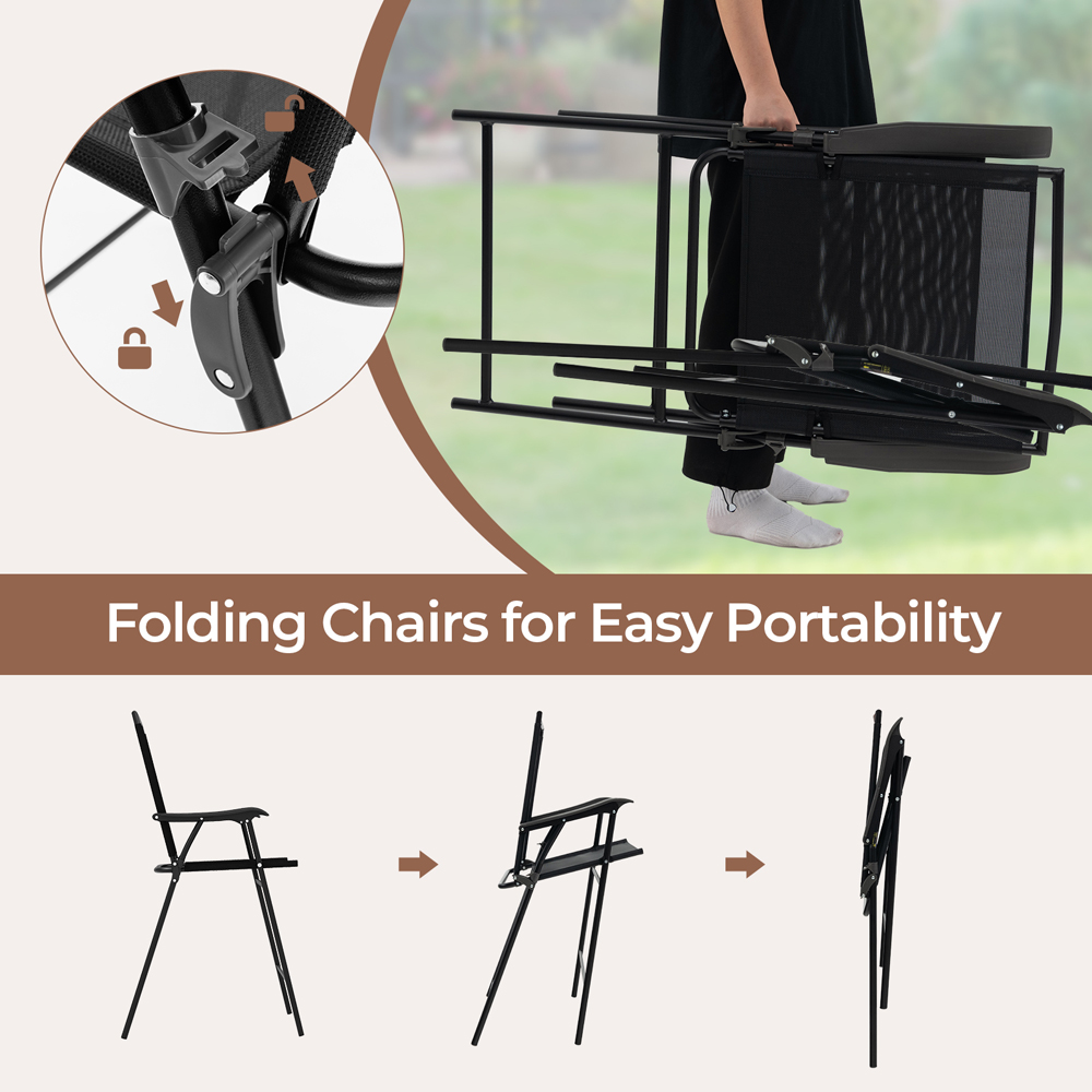 Costway 2 Seater Outdoor Bar Table and Chair Set with Umbrella Hole and Footrest Image 7