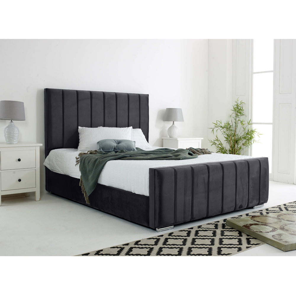 Eleganza Coraline Super King Size Steel Plush Velvet Bed Frame with Headboard and Footboard Image 3