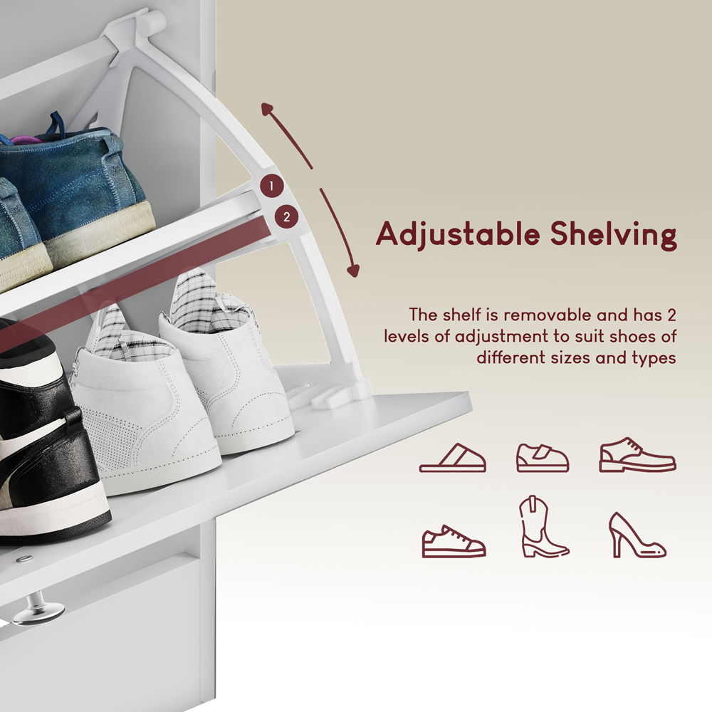 VIDA DESIGNS 3 Drawer White and Oak Effect Shoe Cabinet Image 7