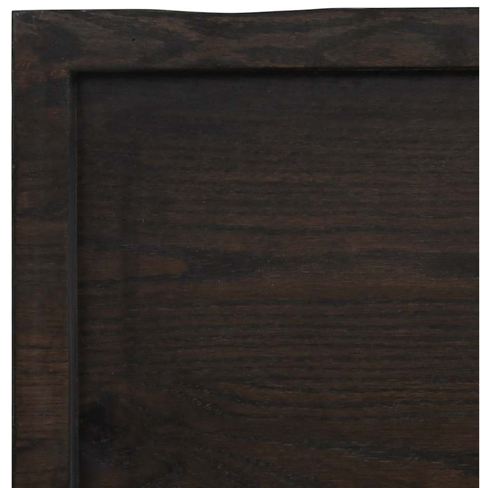 vidaXL 200 x 60 x 6cm Dark Brown Treated Solid Wood Oak Wall Shelf Image 5
