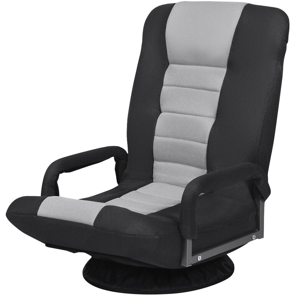Costway Grey Swivel Gaming Chair with Adjustable Backrest Image 2
