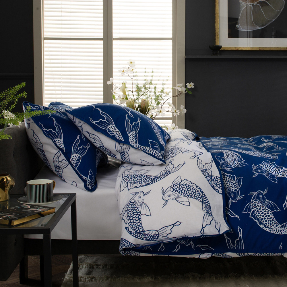 Deyongs Dancing Koi King Size Navy Duvet Set Image 3