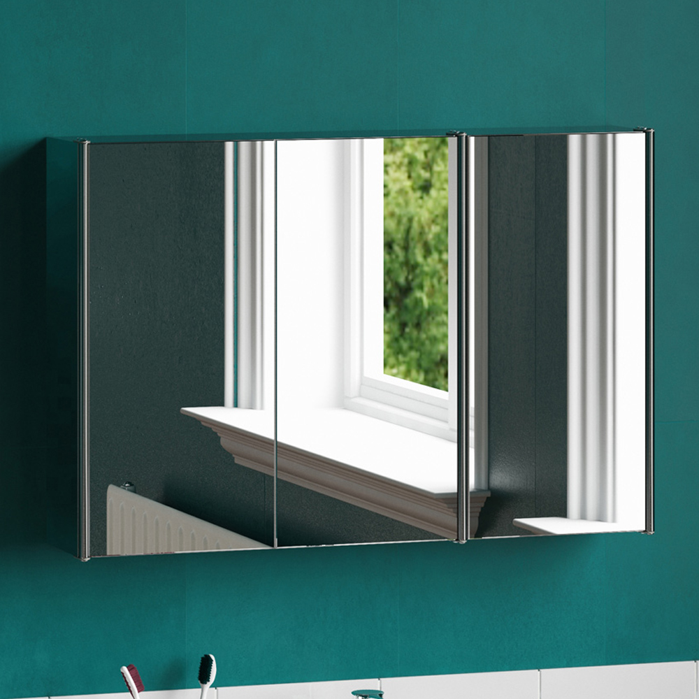 Lassic Bath Vida Tiano Silver 3 Door Mirror Bathroom Cabinet Image 1