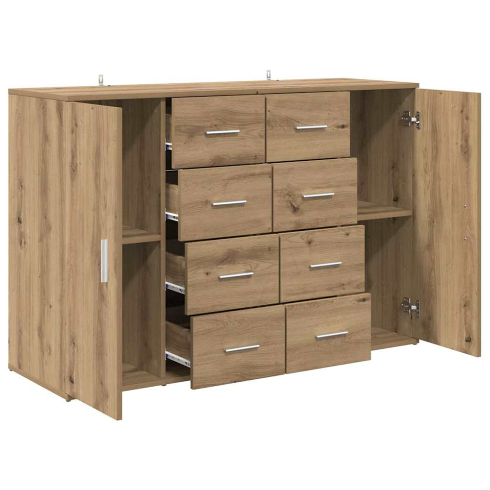 vidaXL Single Door 4 Drawer Artisan Oak Sideboard Set of 2 Image 6