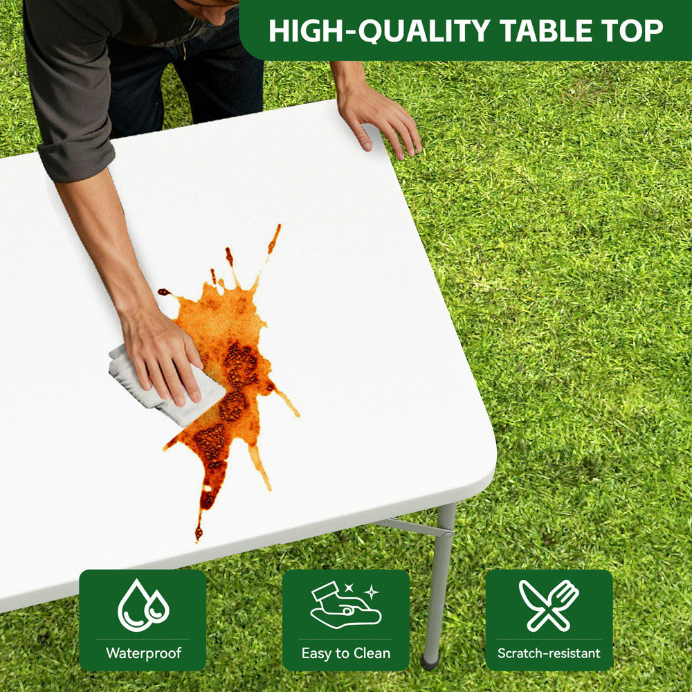 Brooklyn 4ft White Heavy Duty Foldable Garden Camping Table Image 8
