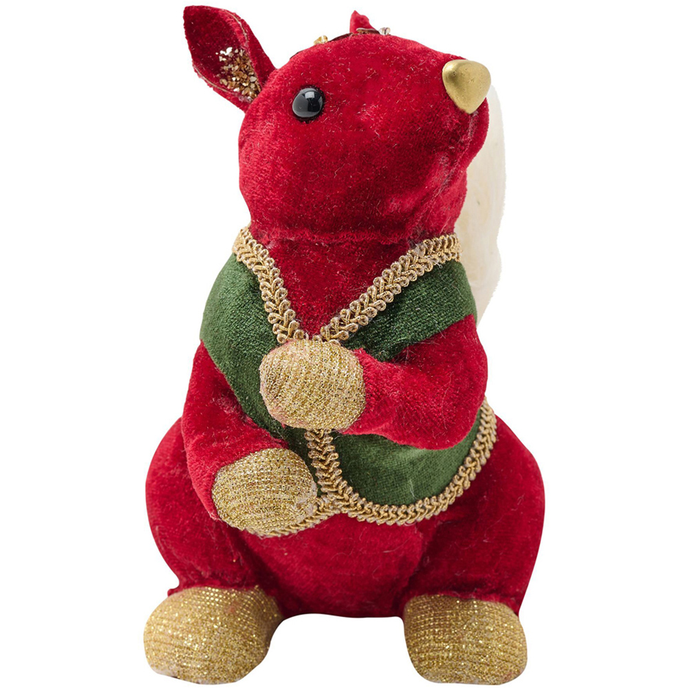 The Christmas Gift Co Red Velvet Squirrel Decoration Image 1
