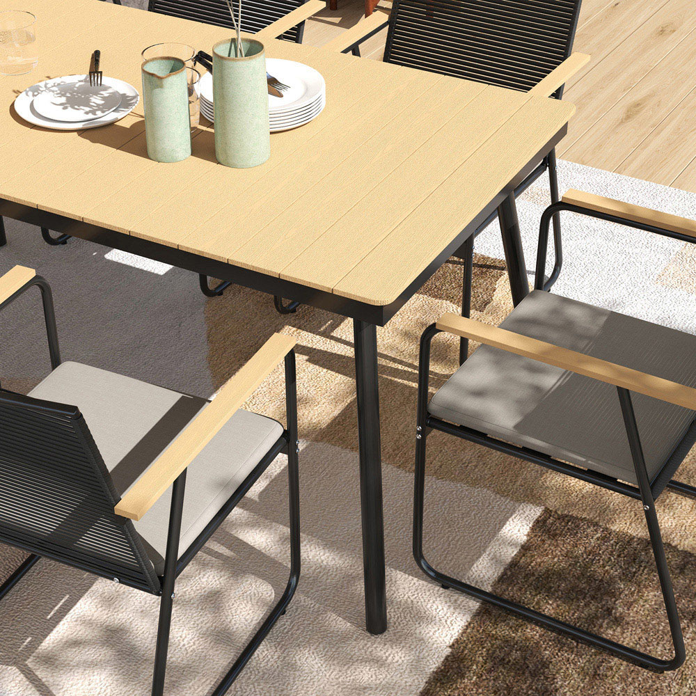 Outsunny 6 Seater Rattan Garden Dining Set Natural Image 4