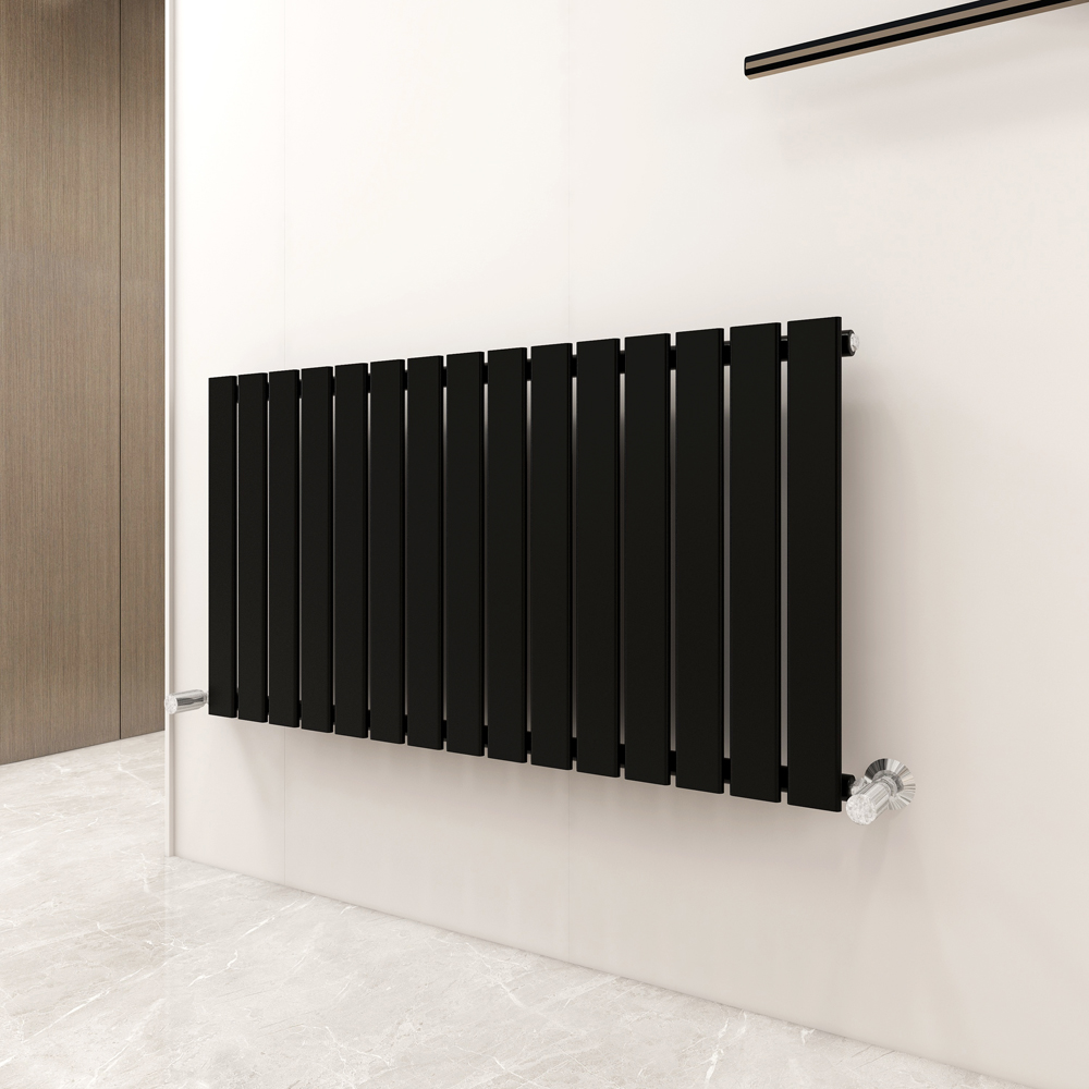 Black 3270 BTU Single Flat Panel Vertical Column Radiator 600 x 1020mm Image 2