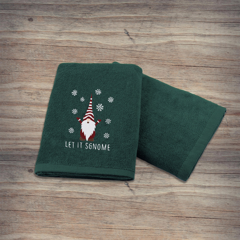 Noel Square Xmas Gonks Green Hand Towel 2 Pack Image 5