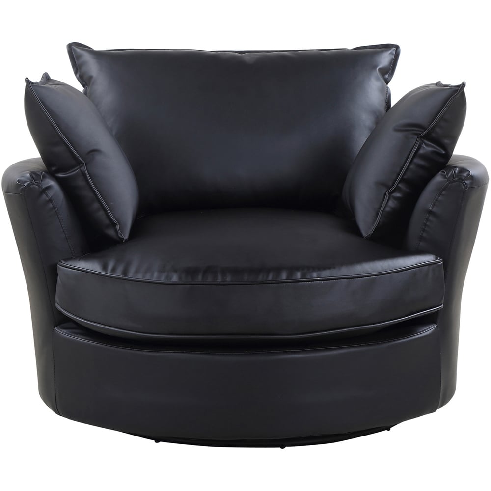 Fairburn Black Bonded Leather Swivel Cuddle Chair Image 2