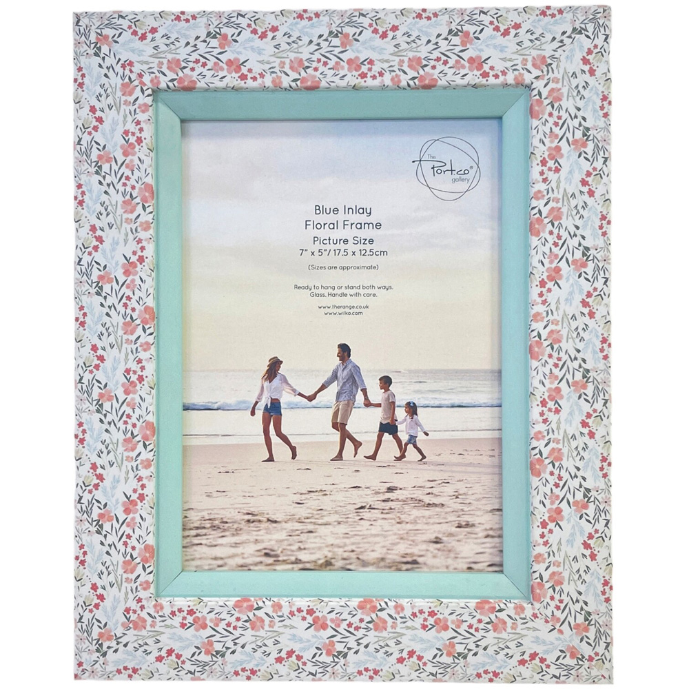 Inlay Floral Frame Blue 7 x 5 inch Image 1