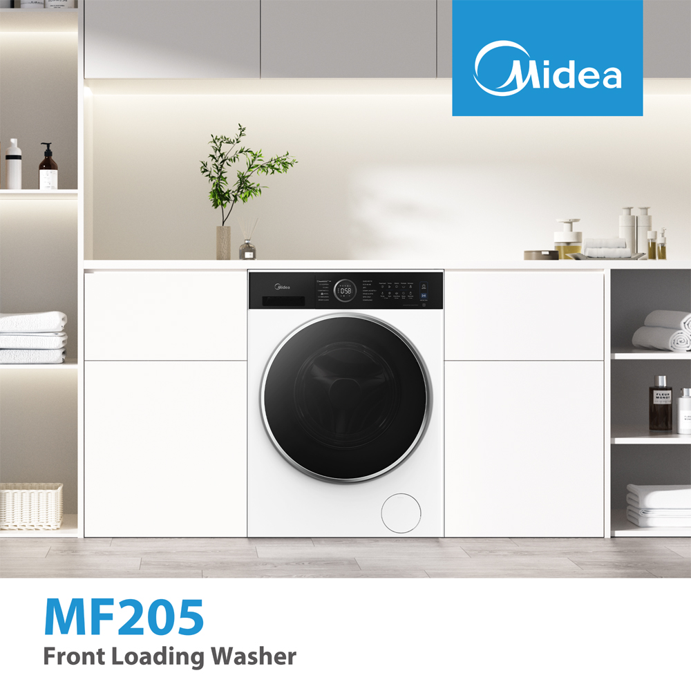 Midea MF205W100WBA30/W 10kg White Freestanding Washing Machine Image 5