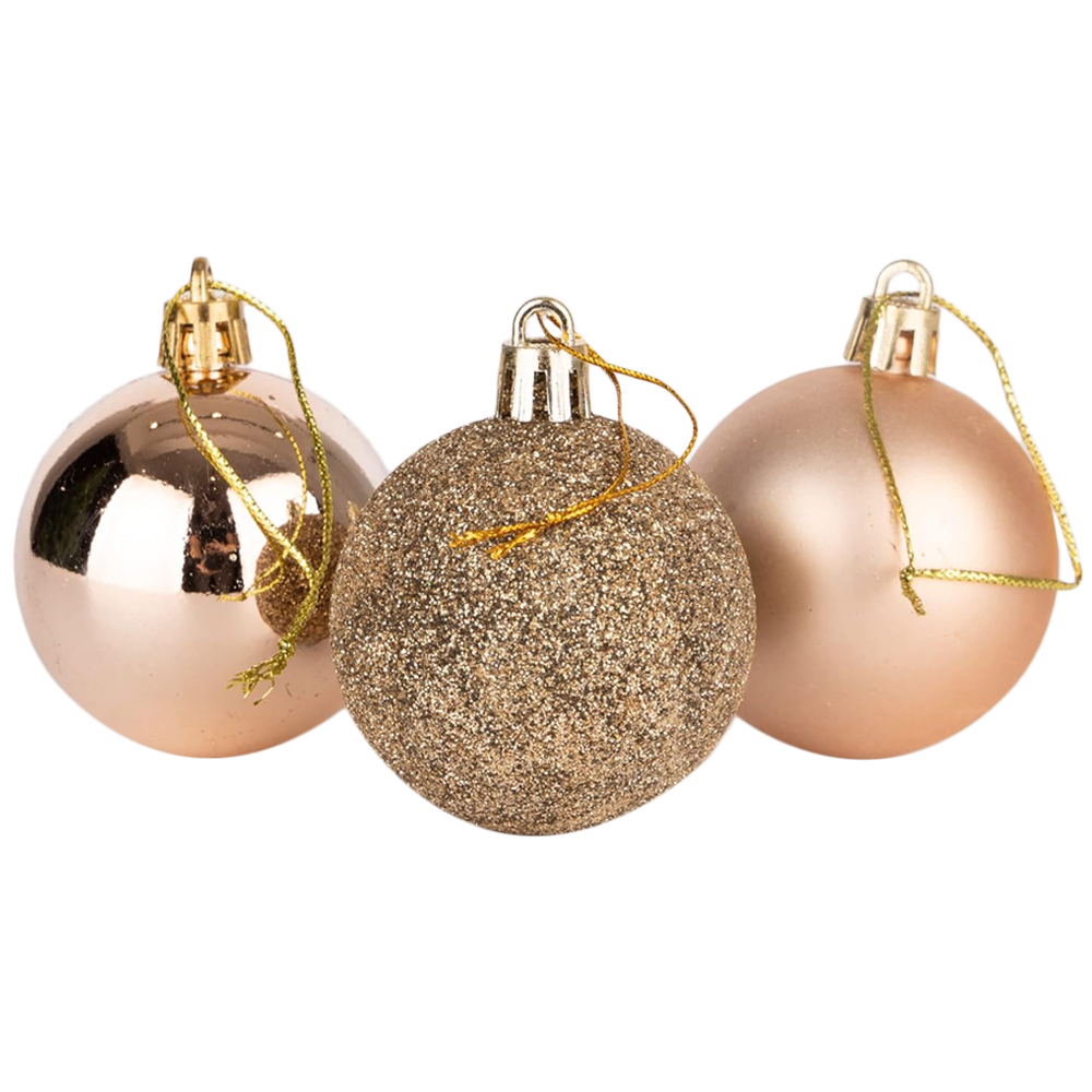 Shatchi 5cm Champagne Gold Shatterproof Christmas Baubles 9 Pack Image 2