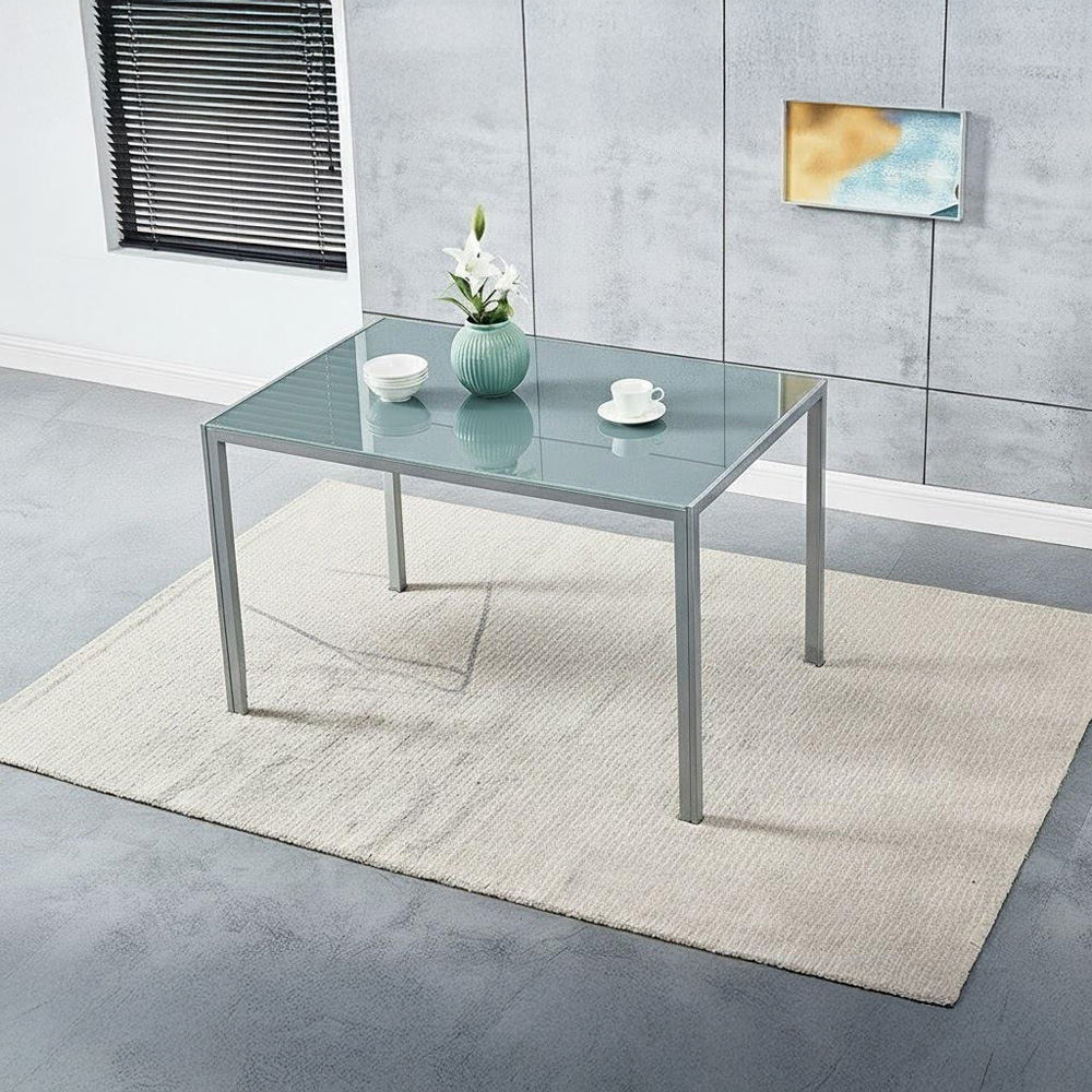 Kosy Koala 6 Seater Faux Leather Glass Dining Set Grey Image 3