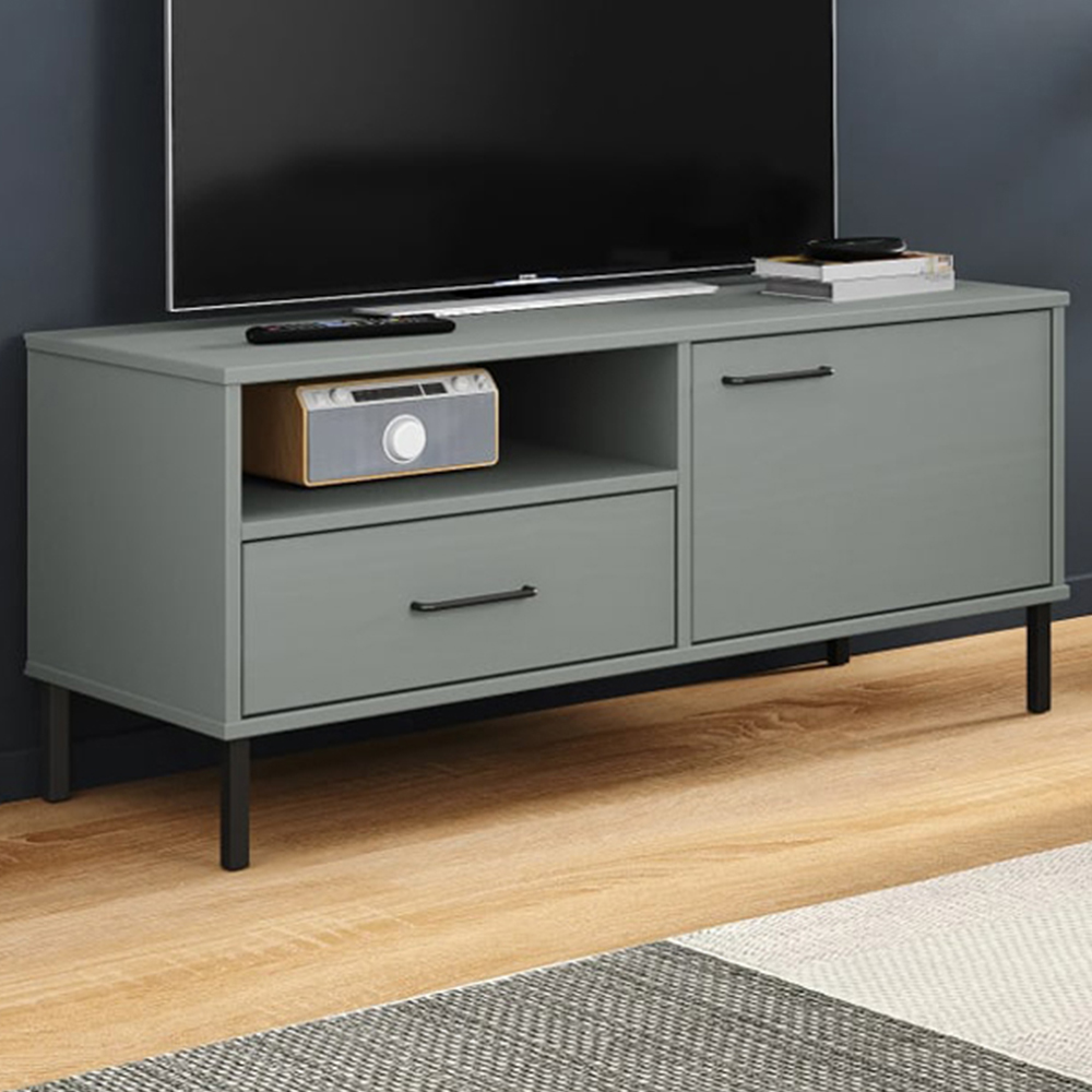 vidaXL Oslo Single Door Single Drawer Single Shelf Grey TV Cabinet Image 1