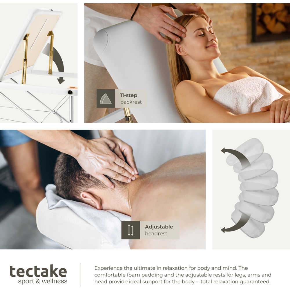 Massage Table - aluminium frame, carry bag, bolsters, head and armrests, folding - White Image 6
