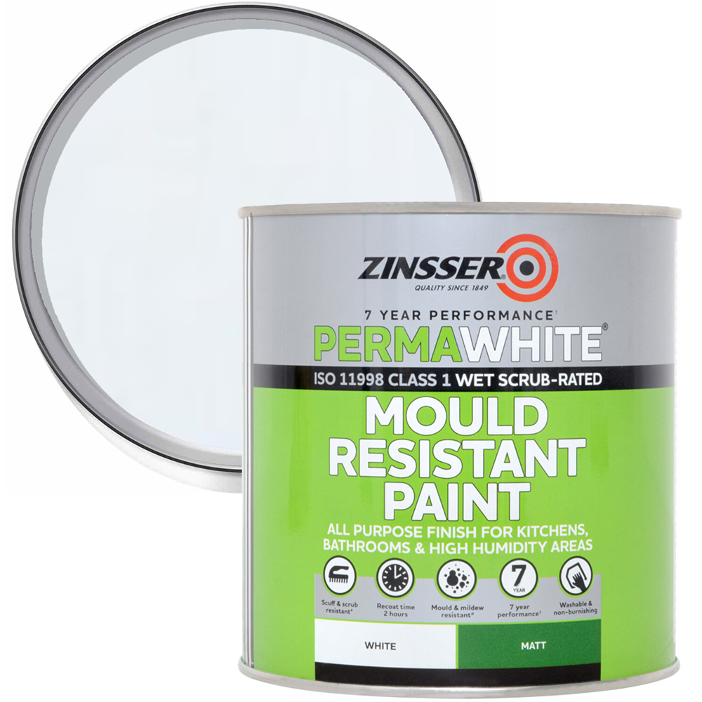 Zinsser Permawhite Matt White Interior Paint 1L Image 1