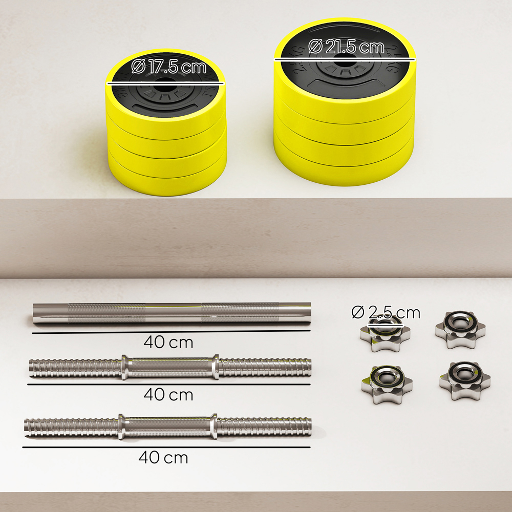 HOMCOM 2-in-1 Adjustable Barbell Dumbbells Weight Set 20kg Image 9