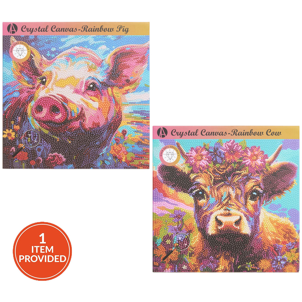 Rainbow Cow or Rainbow Pig Crystal Canvas Kit Image 1