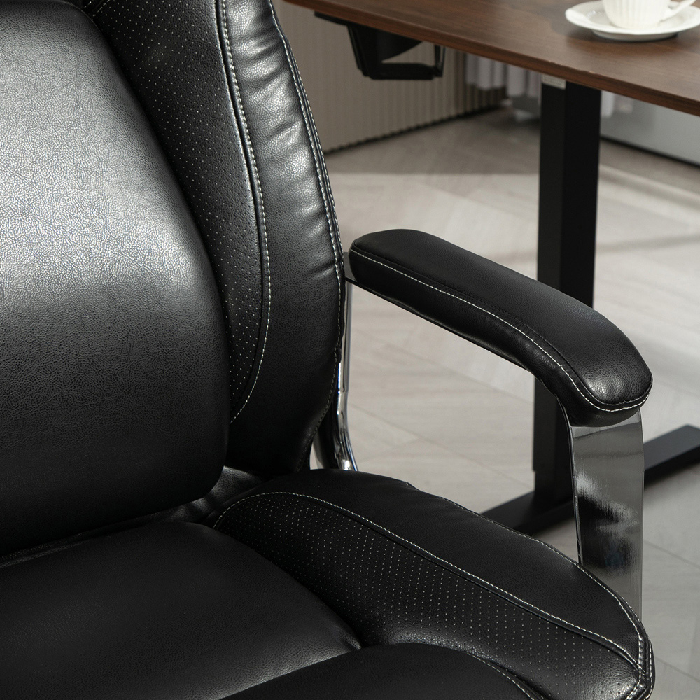 Portland Black Height Adjustable Faux Leather Office Desk Chair Image 3
