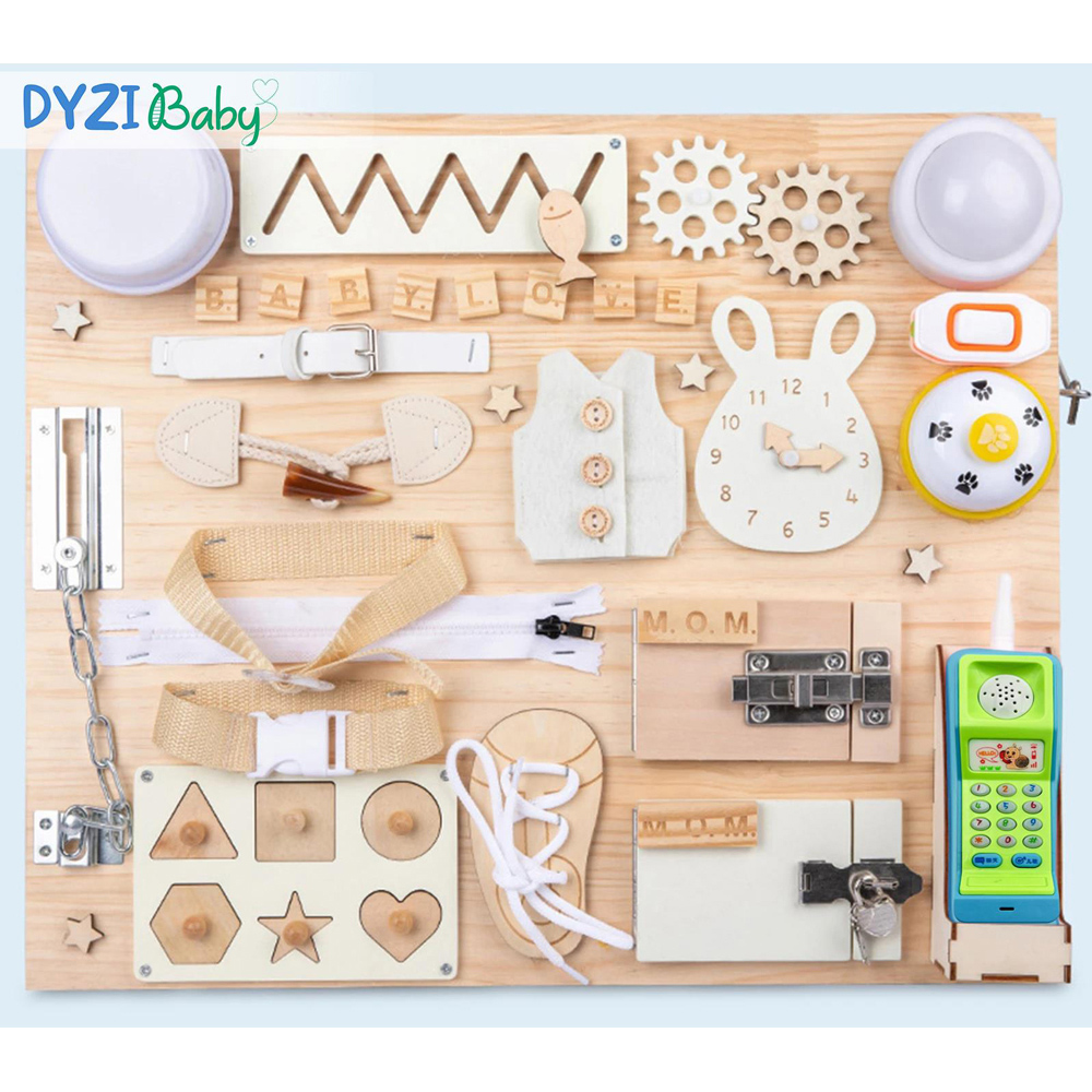 Dyzi Toddlers Blue Montessori Busy Board Sensory Toy Image 4