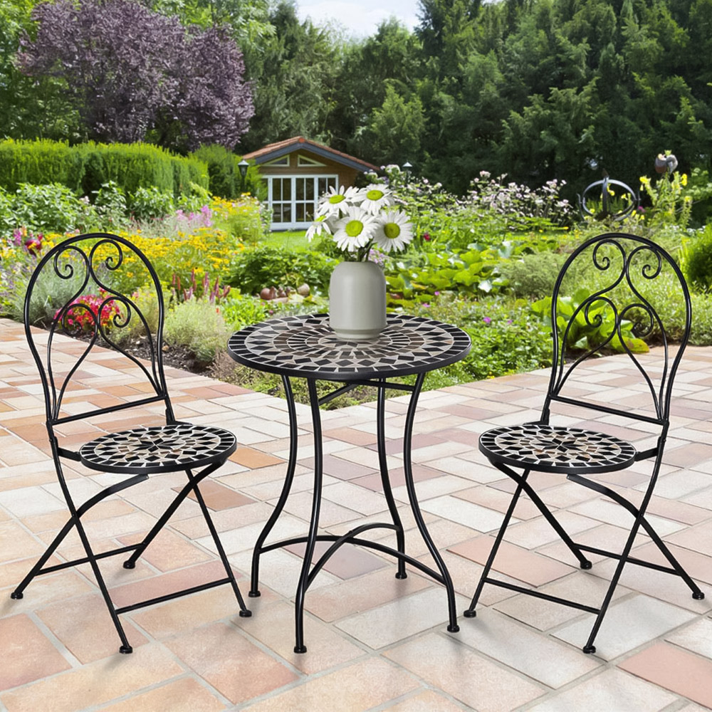 Outsunny 2 Seater Metal Mosaic Top Garden Bistro Set Image 1