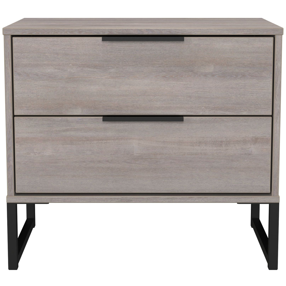 Crowndale Hong Kong 2 Drawer Grey Oak Side Table Ready Assembled Image 2