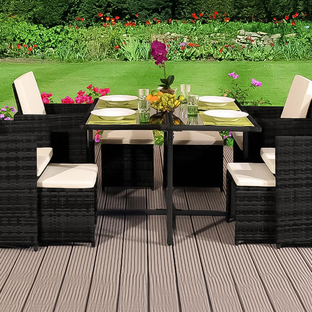 Brooklyn Cube Black 4 Seater Garden Dining Set Image 2