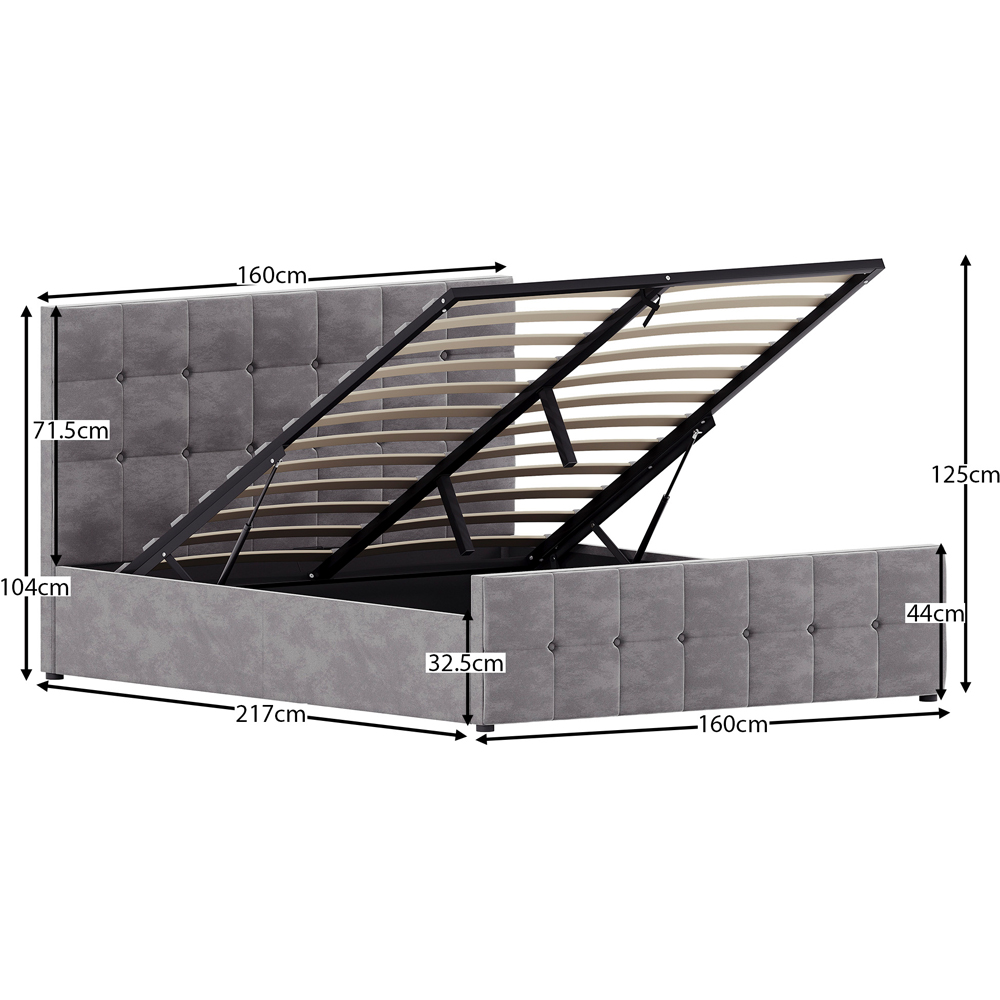 Vida Designs Valentina King Size Light Grey Velvet Ottoman Bed Image 8