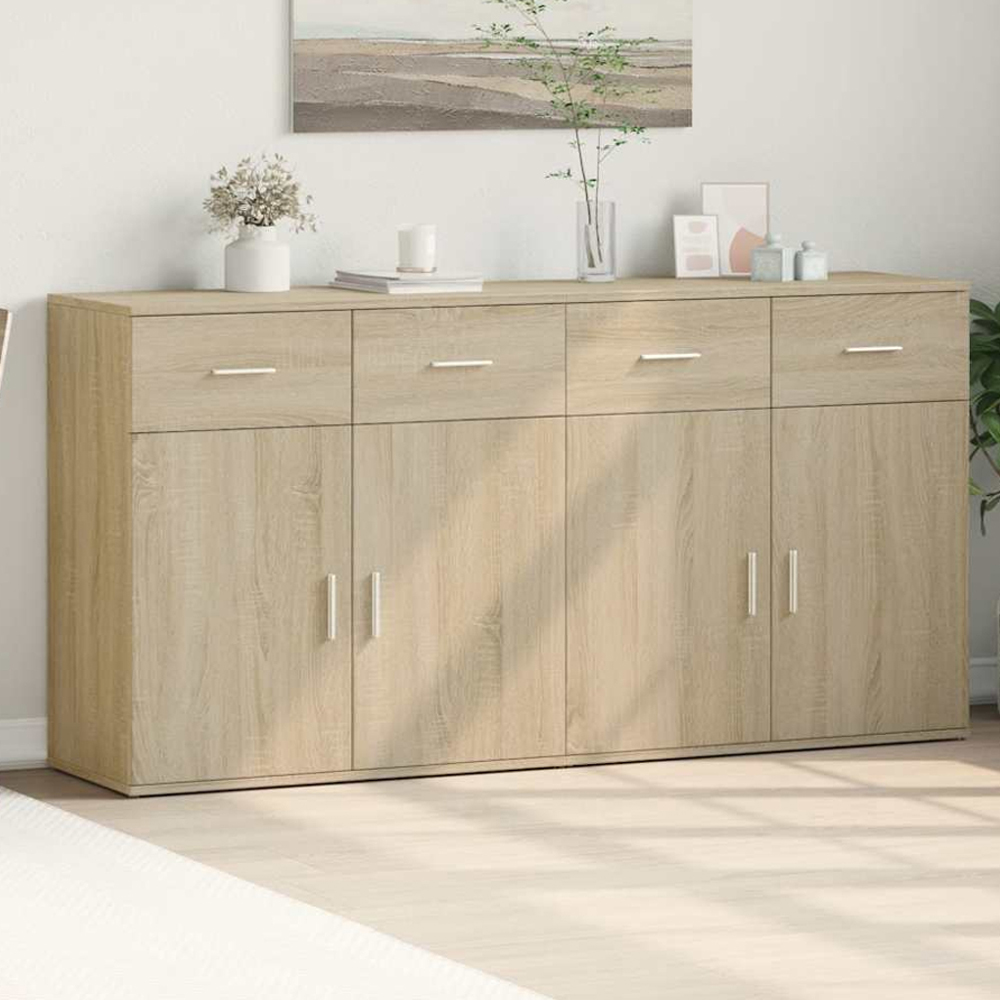 vidaXL 2 Door 2 Drawer Sonoma Oak Sideboard Set of 2 Image 1