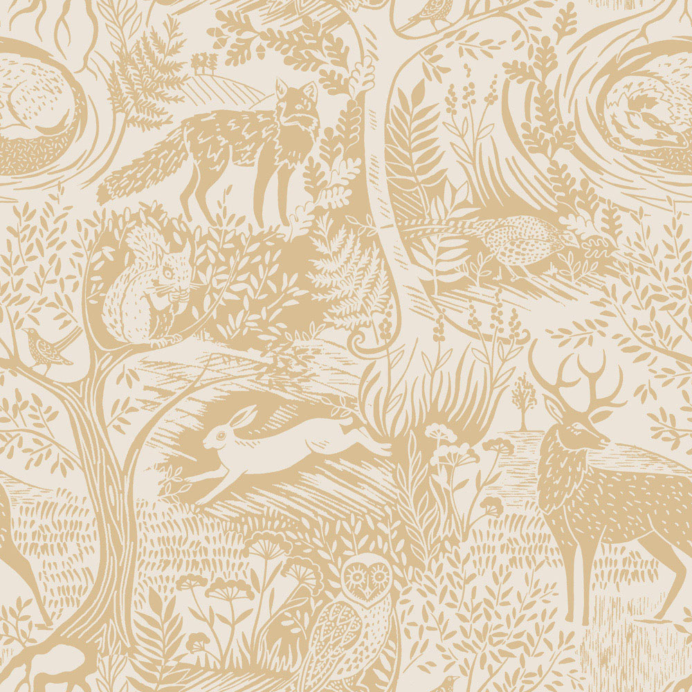 furn. Winter Woods Single Ochre Animal Duvet Cover Set Image 4
