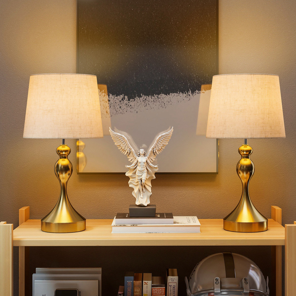 Portland Led Lighting Portland Gold Tone LED Table Lamp with USB Ports 2 Pack | Wilko