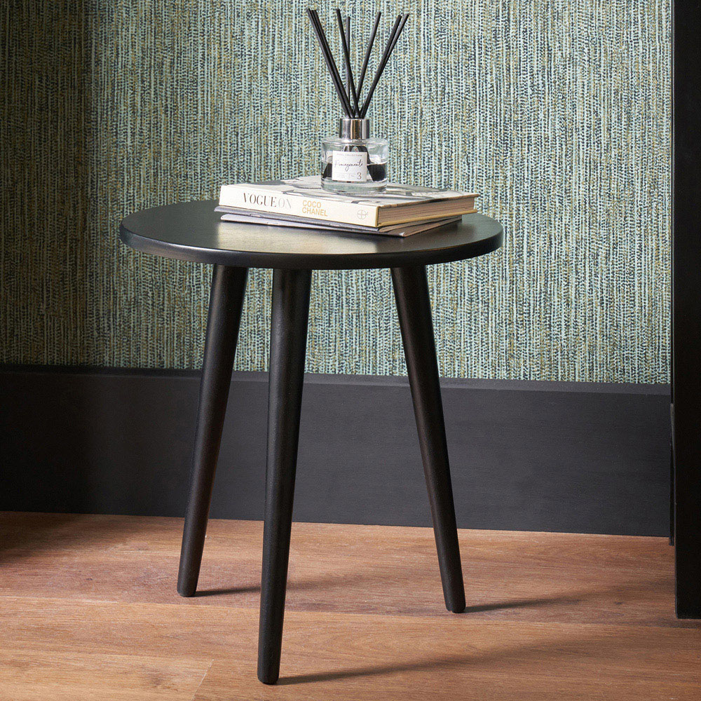 Pacific Lifestyle Chelmsford Satin Black Pine Wood Round Side Table Image 3