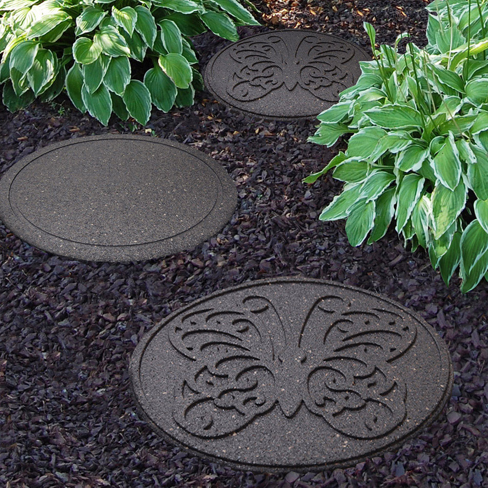 Nicoman Grey Butterfly Reversible Garden Stepping Stone 46cm 4 Pack Image 5