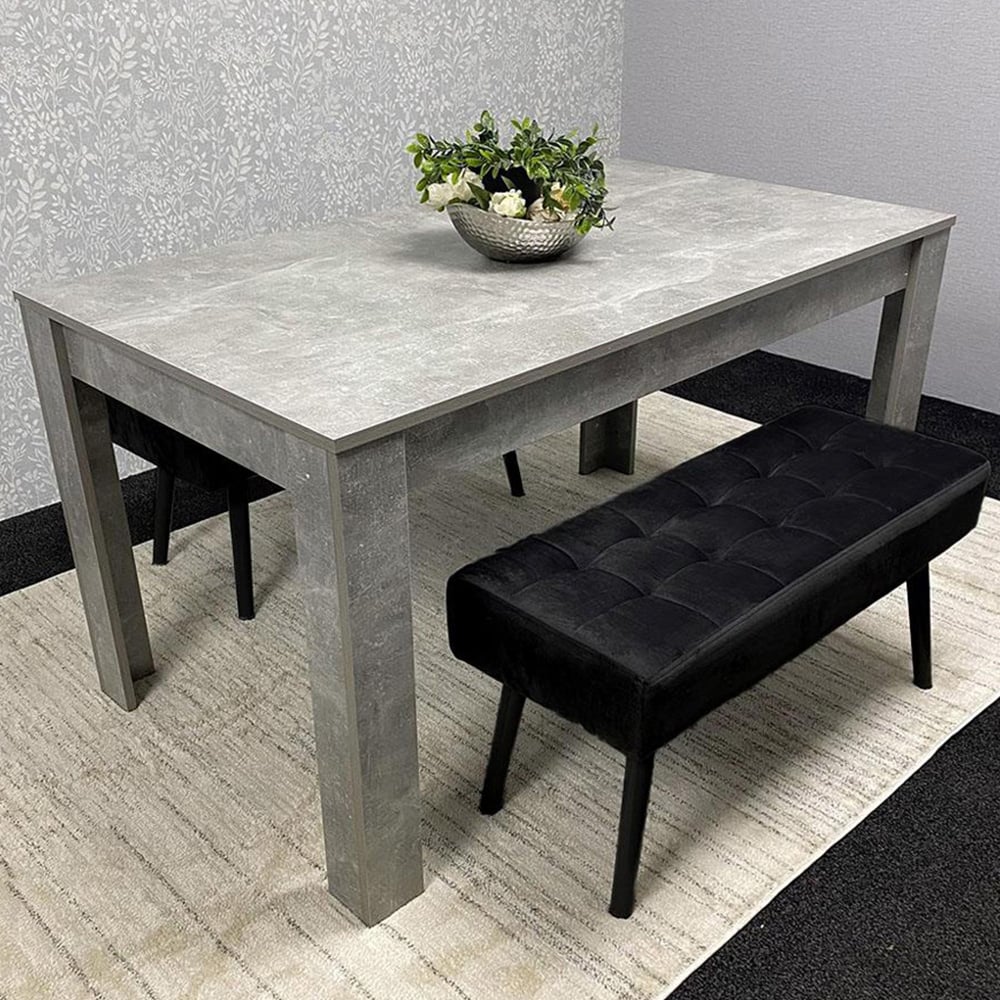 Portland 2 Seater Velvet Wooden Dining Bench Set and Black Image 1