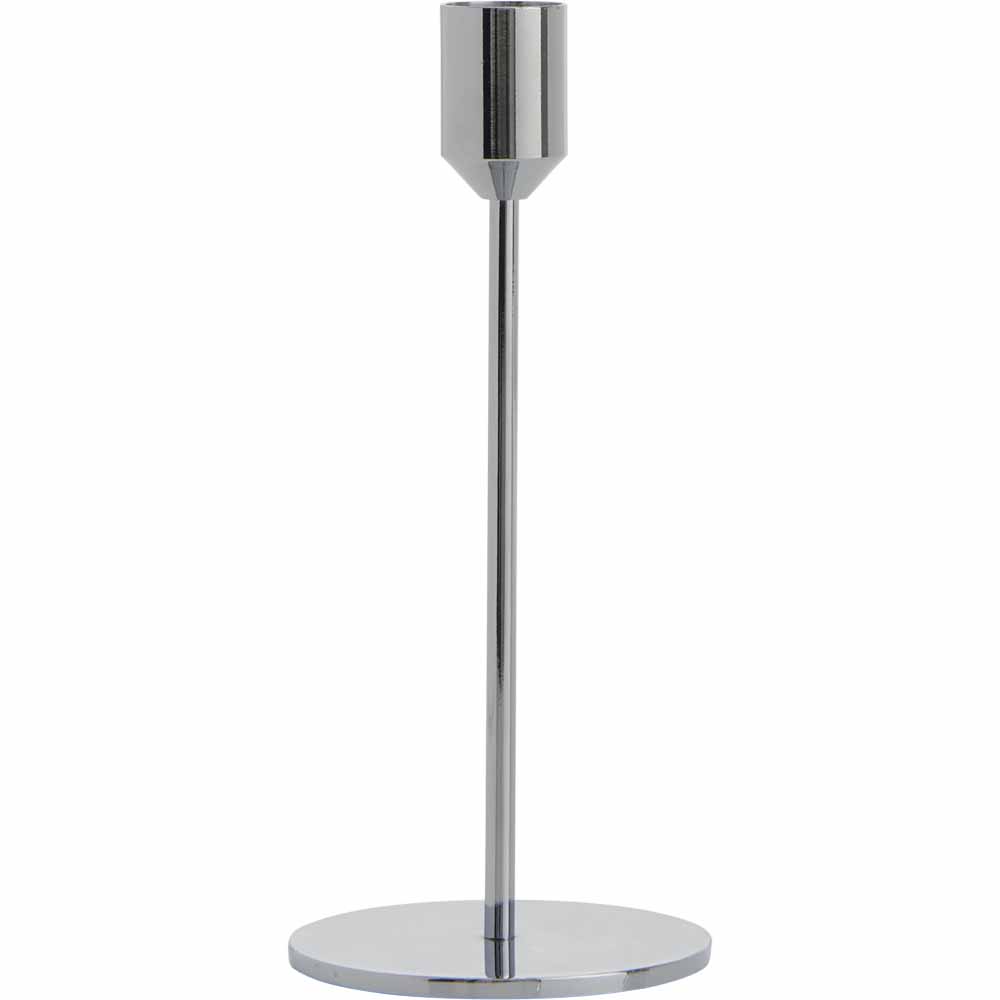 Wilko Small Silver Taper Candle Holder Image 1