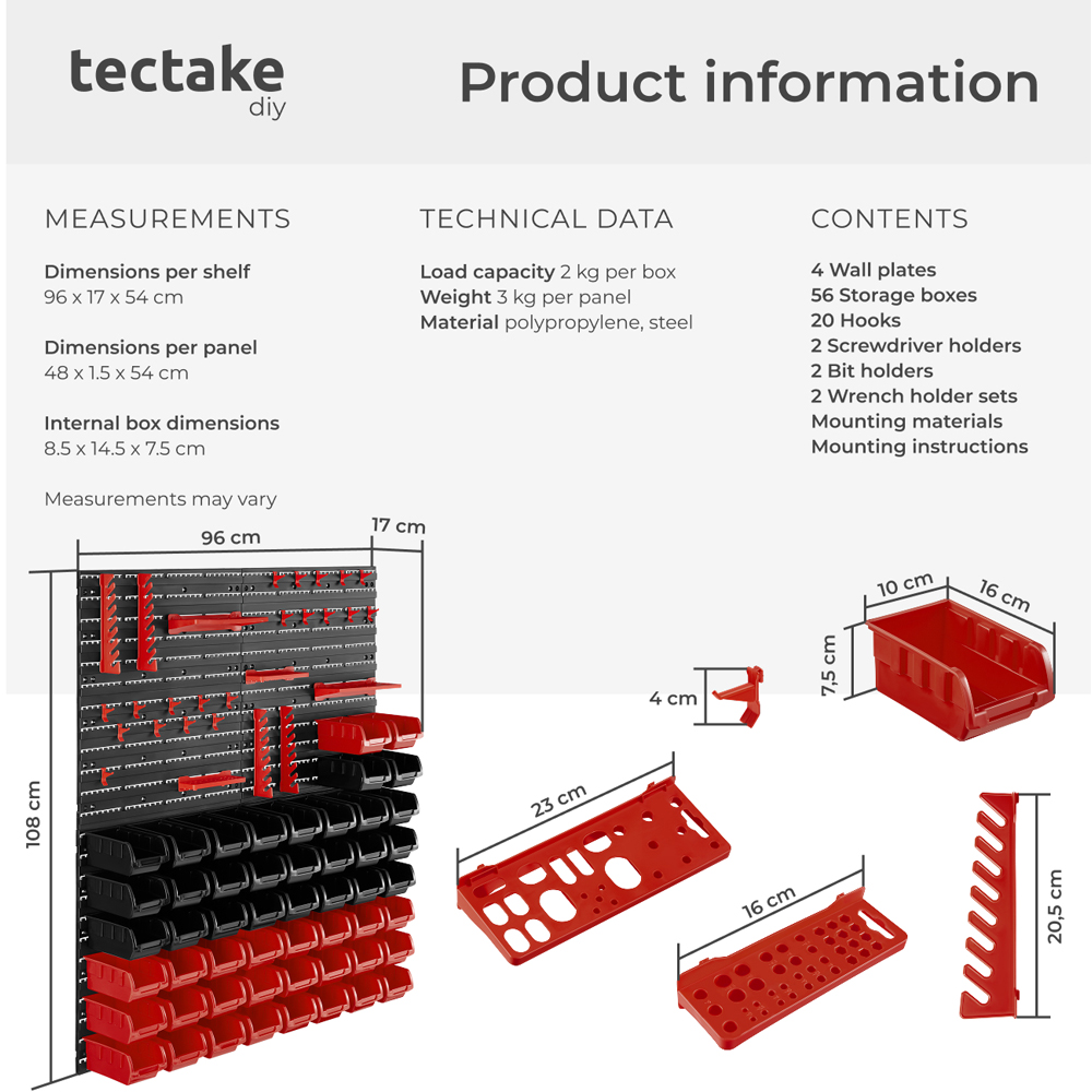 Tectake 28 Stacking Boxes and Tool Holders Small Parts Organiser 2 Pack Image 8