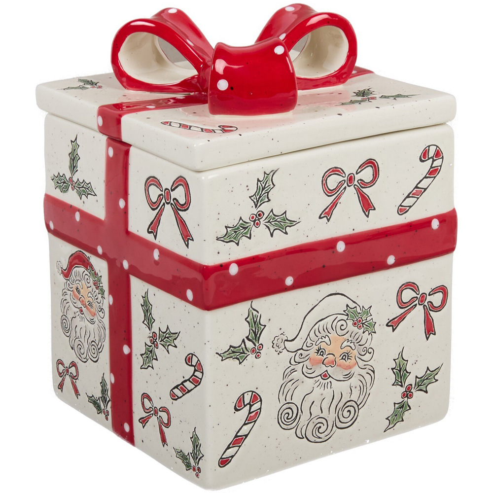 Jolly Santa Present Cookie Jar Image 1