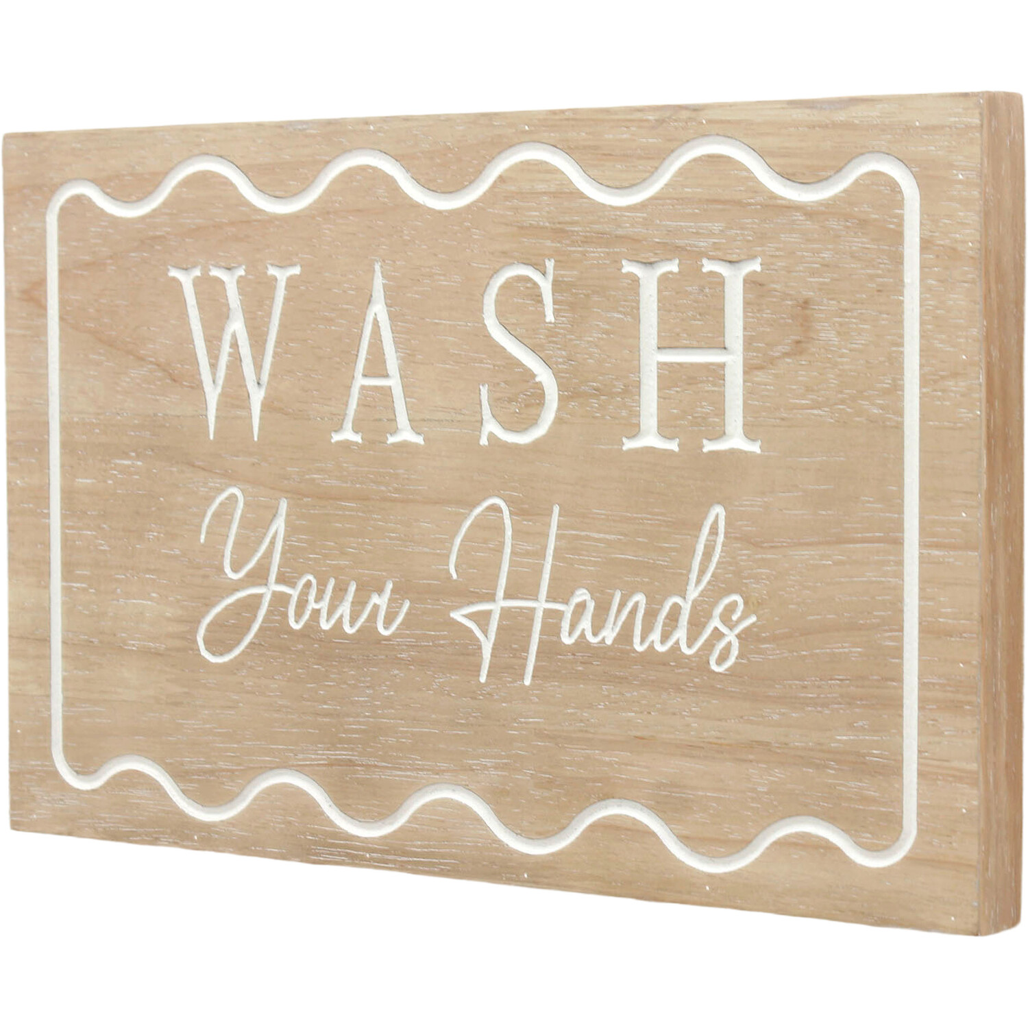 Wash Your Hands Etched Wood Effect Wall Plaque Image 2