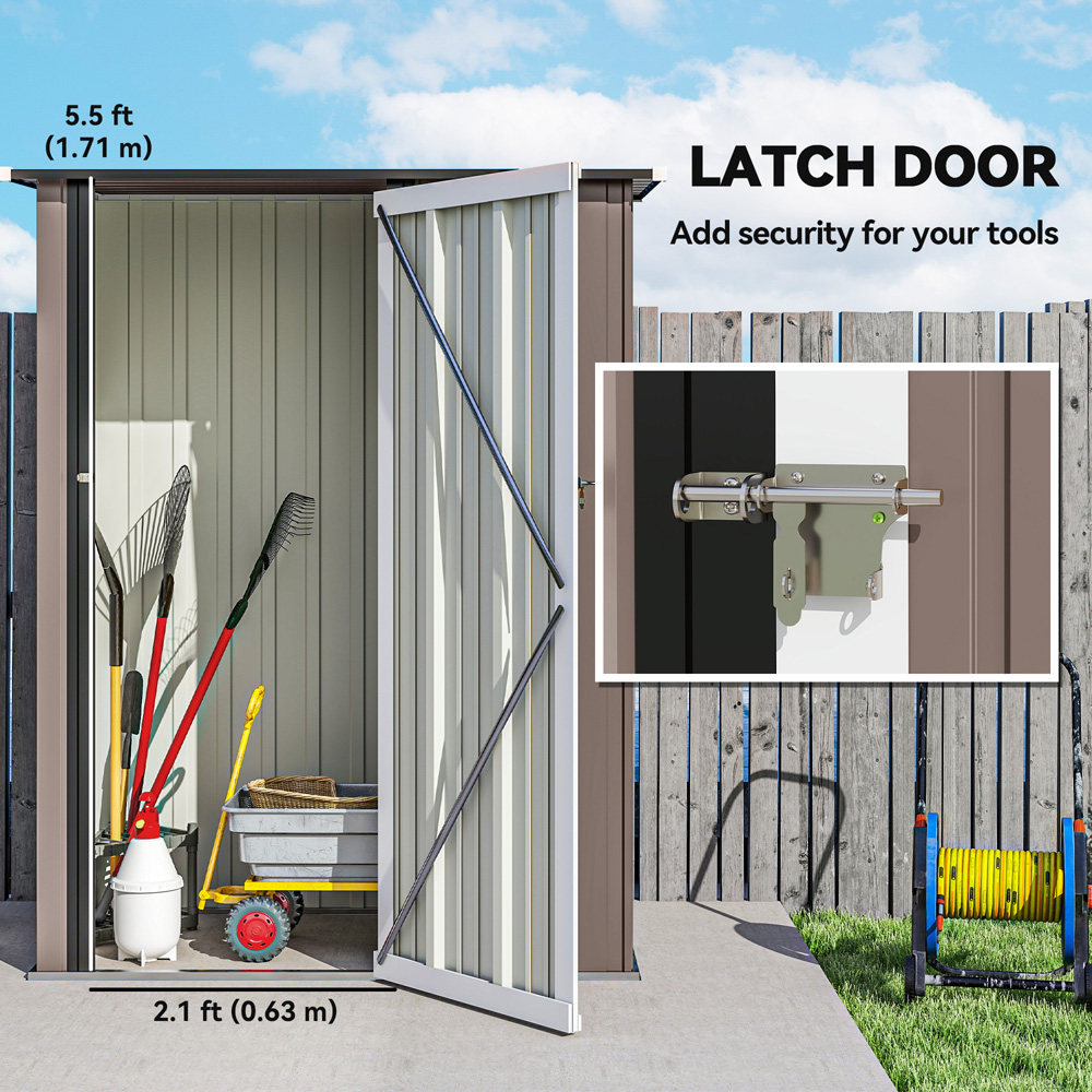 Outsunny 4.6 x 3ft Brown Metal Pent Garden Shed Image 6